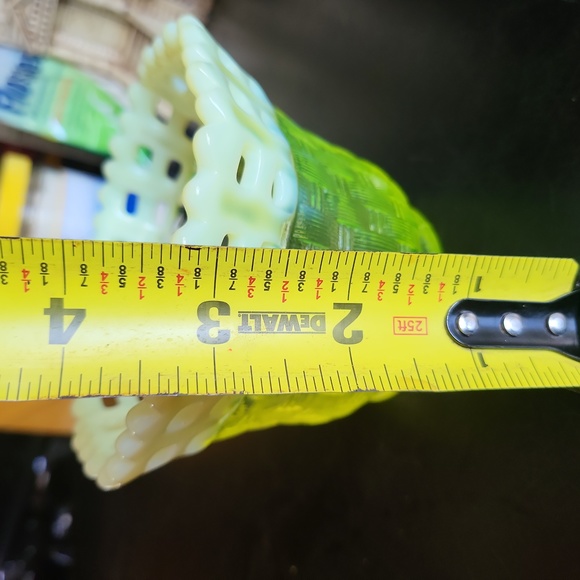 Fenton Uranium Glass Yellow Green Basket 4.5" - Picture 10 of 10